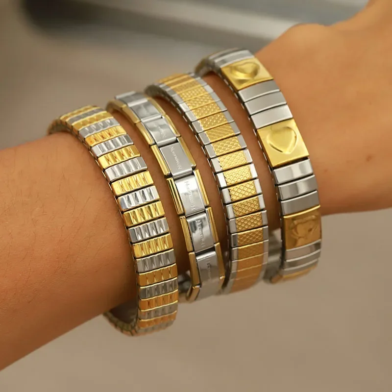 Men'S Accessories Jewelry Brands - ステンレス鋼金属バンジーロープブレスレット女性のファッションブランドジュエリー幾何バングルパーティーメンズアクセサリー