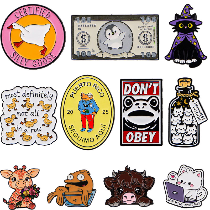 Men'S Accessories Quotes - 面白いエナメルピンかわいい動物ブローチピン男性ラペルピンバッジバックパック衣類アクセサリー引用DIYジュエリー友人ギフト