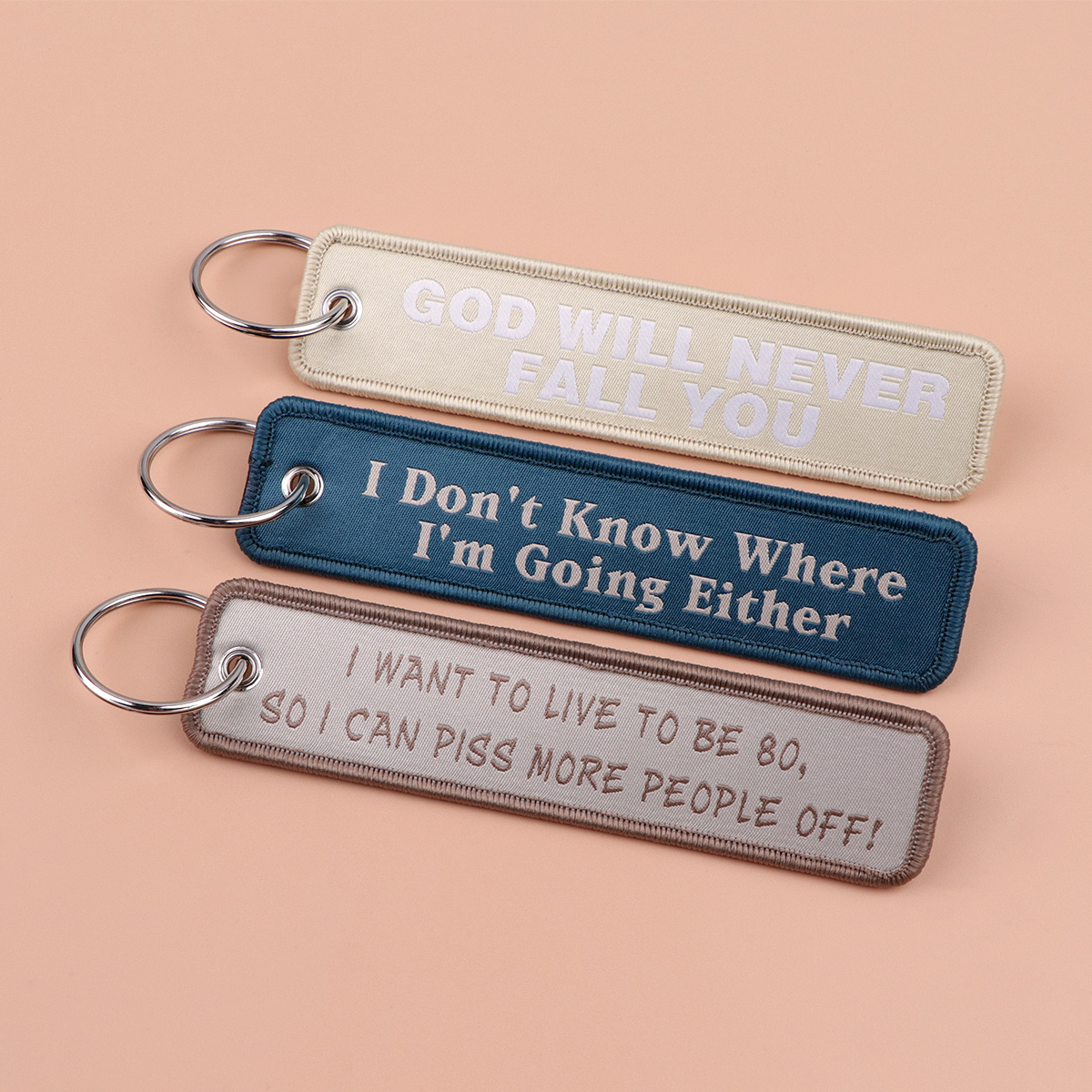 Men'S Accessories Quotes - ヴィンテージ引用句刺繍キーホルダー面白い「私はどこにあるかわからない」キータグシンプルなバックパックキーリング男性向けノベルティギフト