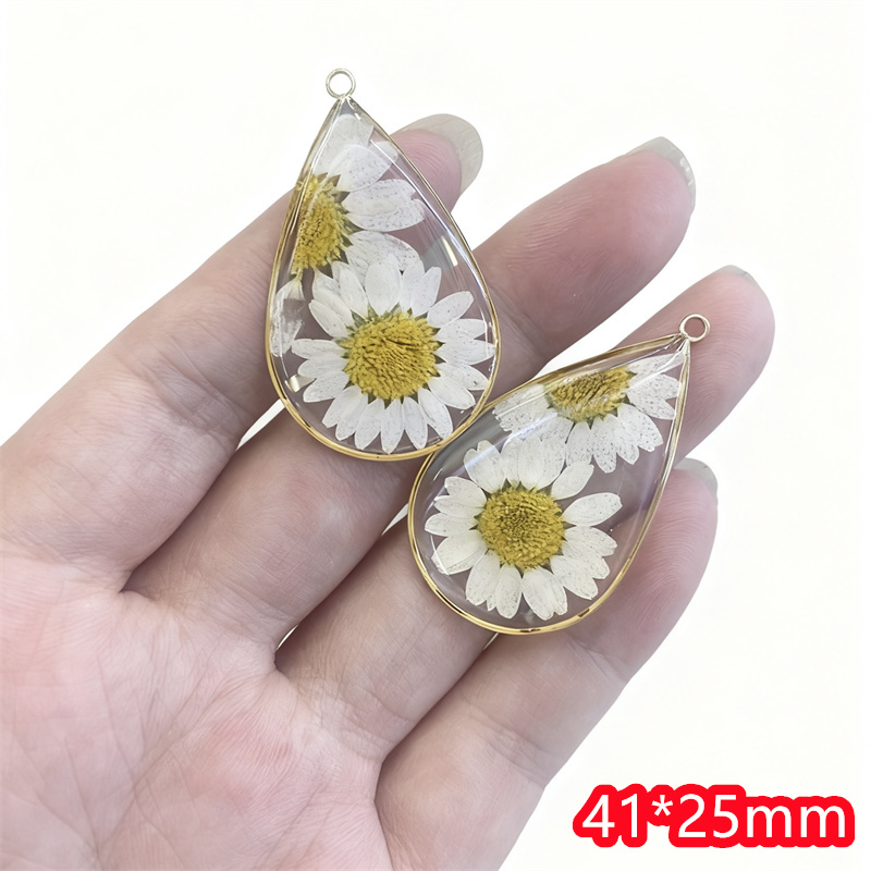 Men Accessories Locket - 最小注文 30 ピース/ロットカラーデイジーの花コアジオメトリ水滴形状樹脂フローティングロケットビーズ diy ジュエリーペンダントアクセサリー