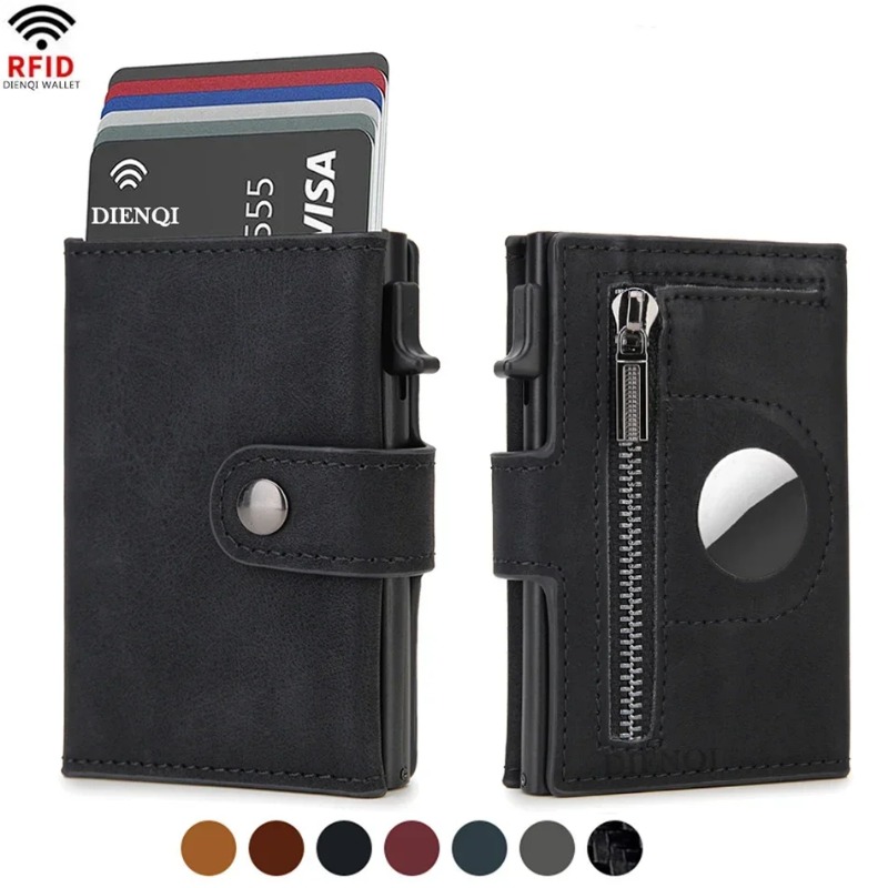 Coin Holder Men - 2個セット ヴィンテージPU RFIDブロッキング財布 メンズ 多機能カードスロット カードスリーブ