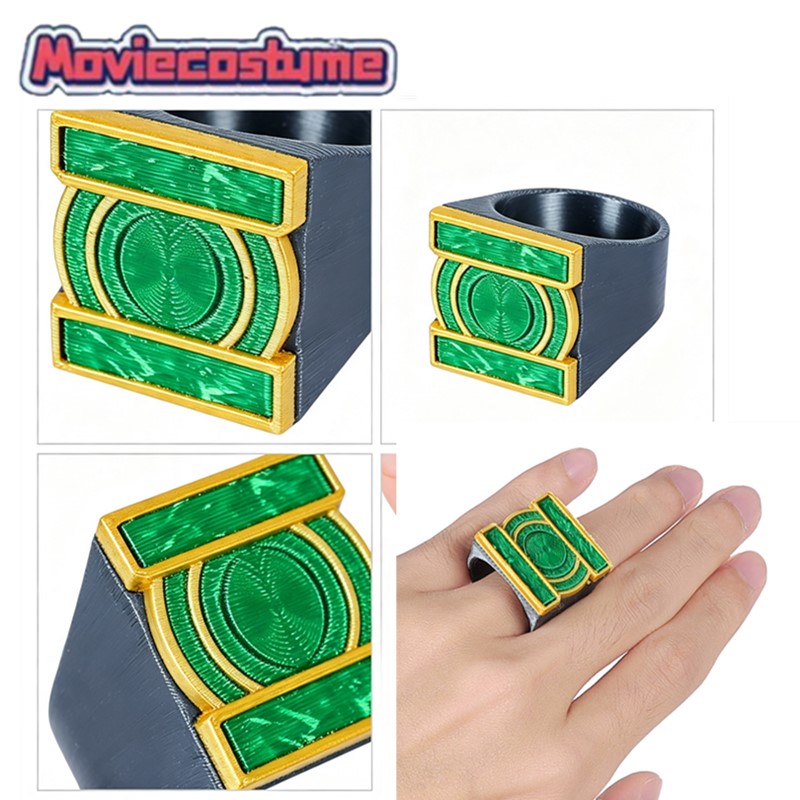 Men Accessories Jordan - グリーンゴールドフィンガーリング 大人用ハルコスプレパワーリング ジョーダンコスチュームアクセサリー プラスチック小道具 ハロウィンカーニバルパーティーギフト