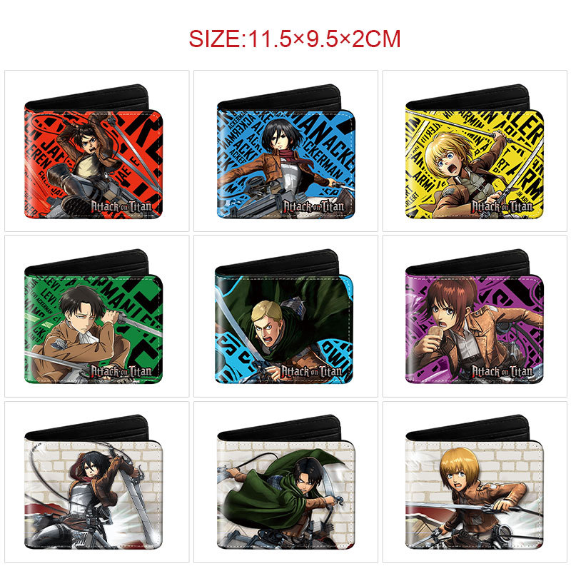Coin Holder Men - 進撃の巨人 キャンバス財布 メンズ ショート折り財布 日本アニメ カードホルダー