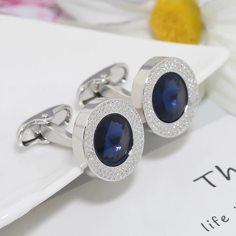 Men'S Accessories Jewelry Brands - ホット販売カフス男性用ブルーダイヤモンドカフス高級ブランドボタンフレンチシャツウェディングパーティーアクセサリー男の宝石類のギフト
