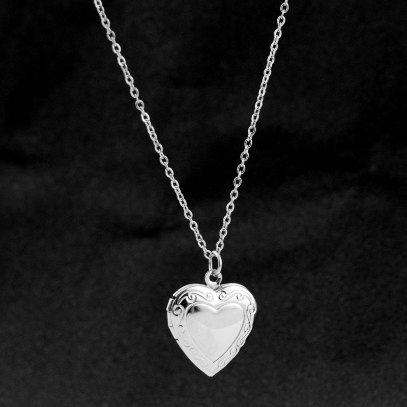 Men Accessories Locket - 男性と女性のための愛の心のロケットペンダントネックレス,ステンレス鋼のネックレス,リンクチェーン,メモリージュエリー,装飾ギフト,アクセサリー