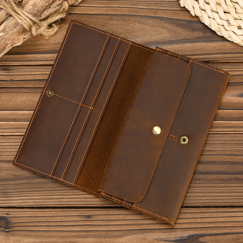 Coin Holder Men - メンズ クレイジーホースレザー 長財布 マルチカードホルダー 小銭入れ ヘッドレイヤー牛革