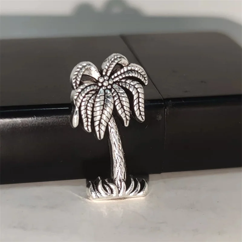 Men Accessories In Silver - クリエイティブシルバーココナッツツリー DIY 合金バッジ ZP ゾロライター用手作り装飾アクセサリー喫煙ガジェット男性ギフト