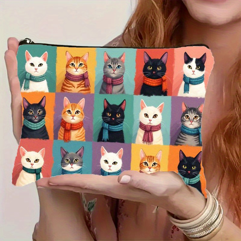 Travel Organizer Men - かわいい猫プリントの化粧バッグ、ジッパー開閉式折りたたみ式化粧品オーガナイザー、旅行用トイレタリーポーチ、猫愛好家のための女性と男性へのギフト
