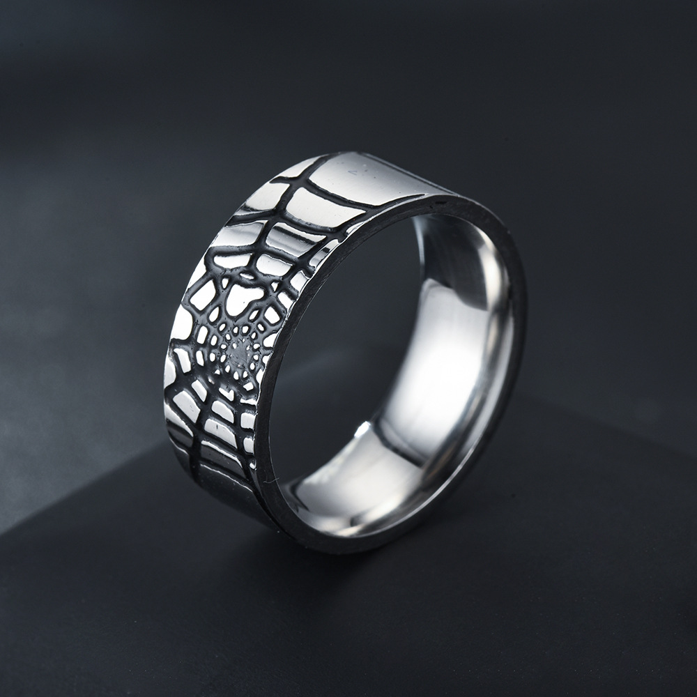 ステンレス鋼シンプルな蜘蛛の巣リングファッションレディースメ - Men Accessories In Silver のレビューと価格