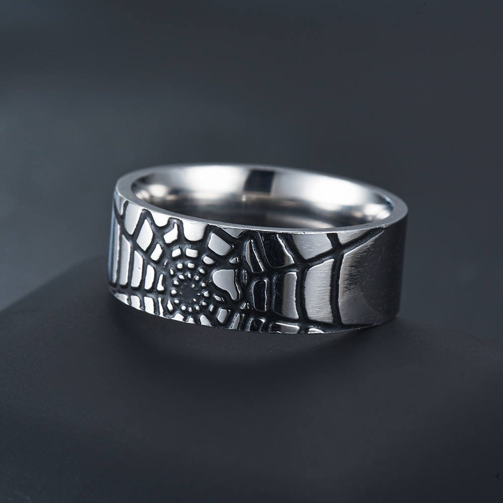 ステンレス鋼シンプルな蜘蛛の巣リングファッションレディースメ - Men Accessories In Silver のレビューと価格