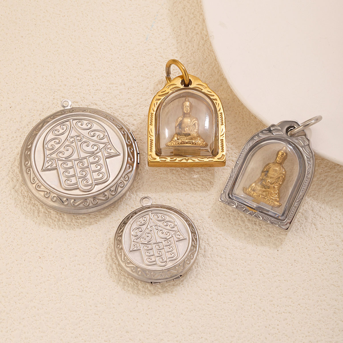 1/2 個フォトフレームチャーム 18 K ステンレス鋼ロケ - Men Accessories Locket のレビューと価格
