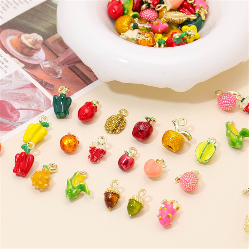 送料無料 54 ピース/ロットカラードロップオイル効果果物野 - Men Accessories Locket のレビューと価格