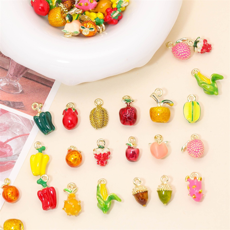 送料無料 54 ピース/ロットカラードロップオイル効果果物野 - Men Accessories Locket のレビューと価格