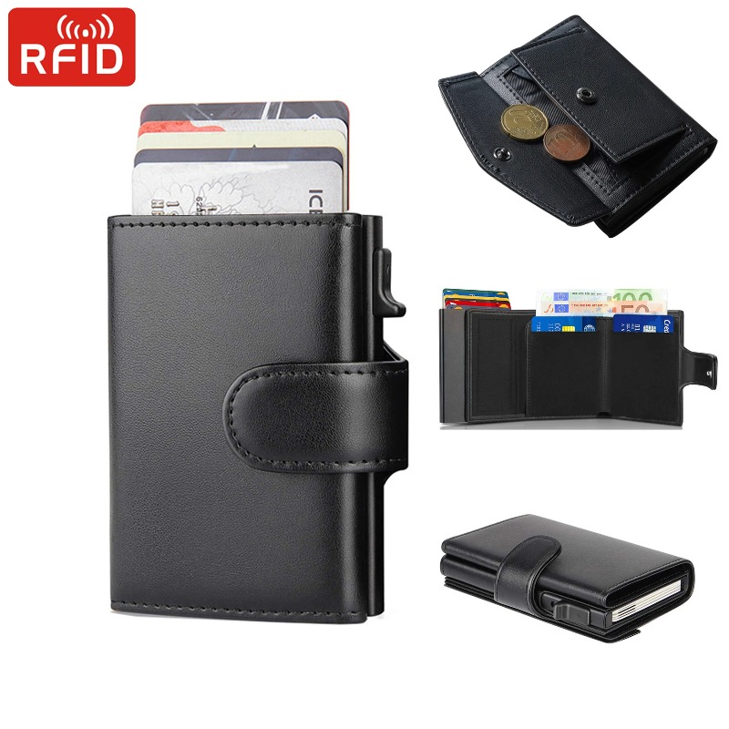 メタル名刺入れ RFIDクレジットカードホルダー ブラック三 - Coin Holder Men のレビューと価格