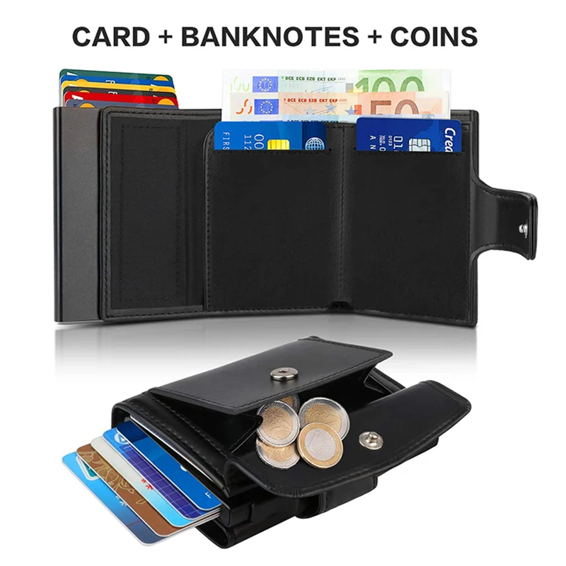 メタル名刺入れ RFIDクレジットカードホルダー ブラック三 - Coin Holder Men のレビューと価格