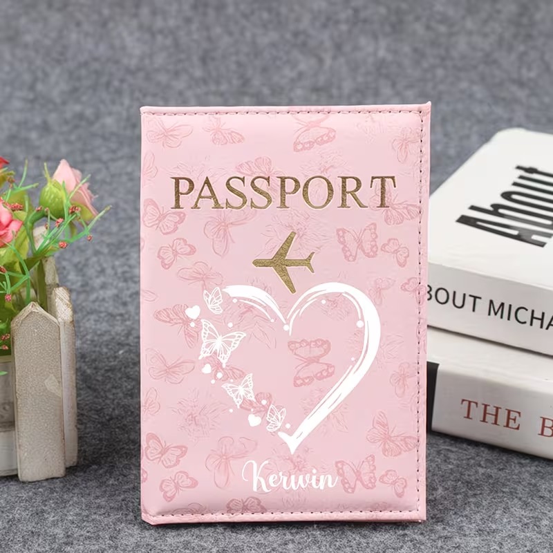 蝶の愛をテーマにしたカスタムパスポートホルダー、男女兼用のト - Travel Organizer Men のレビューと価格