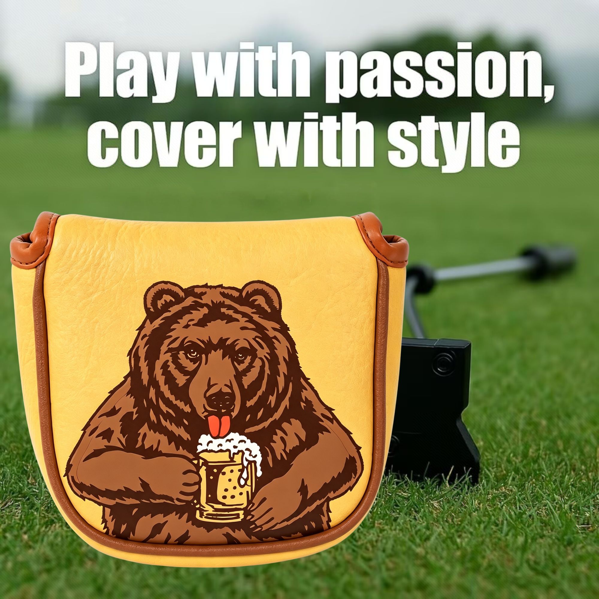 スカル刺繍ゴルフマレットパターヘッドカバー ビールベアデザイ - Men Accessories Usa のレビューと価格