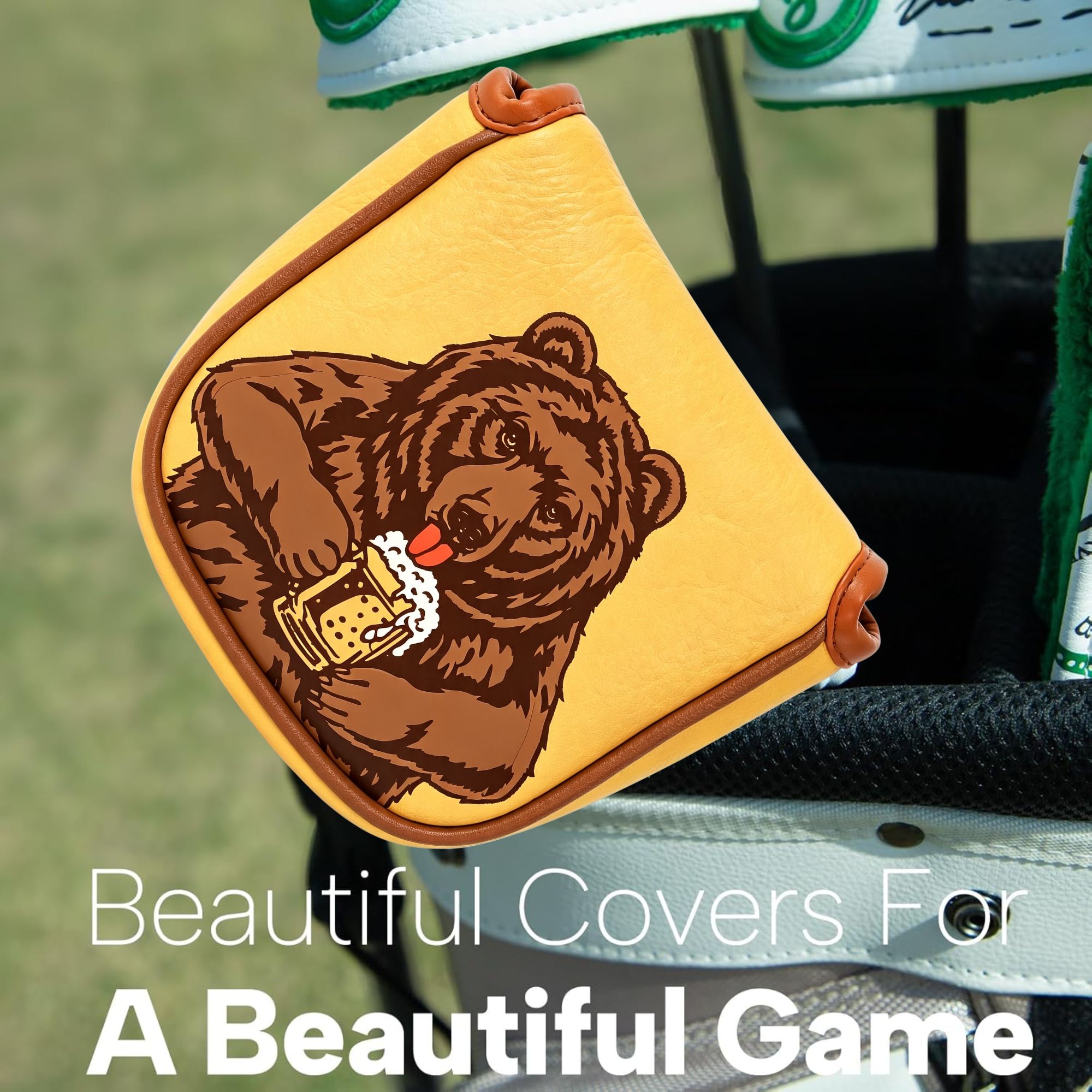 スカル刺繍ゴルフマレットパターヘッドカバー ビールベアデザイ - Men Accessories Usa のレビューと価格