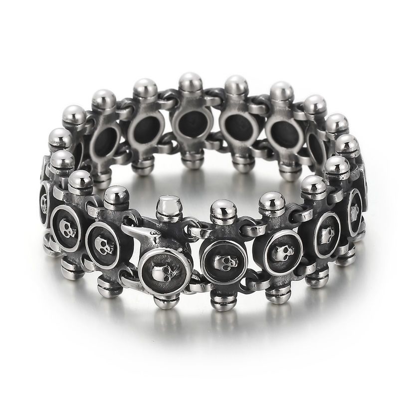​   新入荷 メンズ チタン製スカルブレスレット - ボー - Men'S Accessories Jewelry Brands のレビューと価格