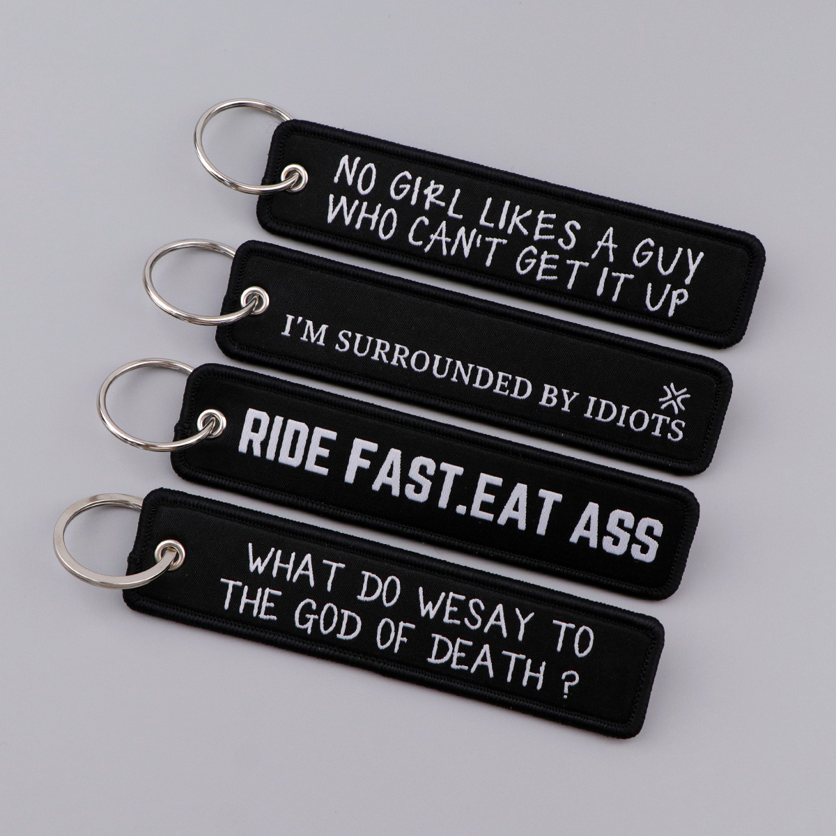 警告文刺繍キーフォブバイカーキータグキーホルダー女性男性用車 - Men'S Accessories Quotes のレビューと価格