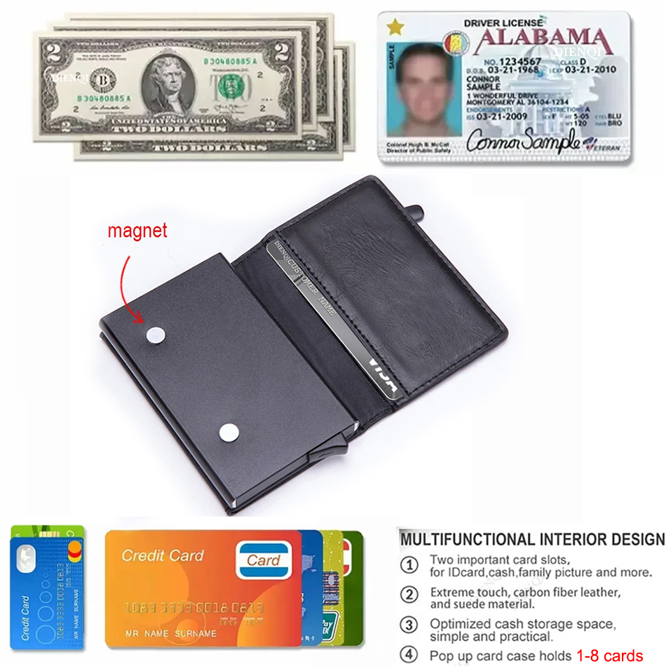 RFID ブロッキングカード財布磁気クレジットカードホルダー - Coin Holder Men のレビューと価格