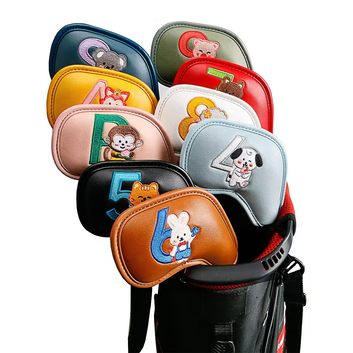 9個入りのかわいい漫画風動物ゴルフアイアンヘッドカバー、PU - Men'S Mens Accessories のレビューと価格