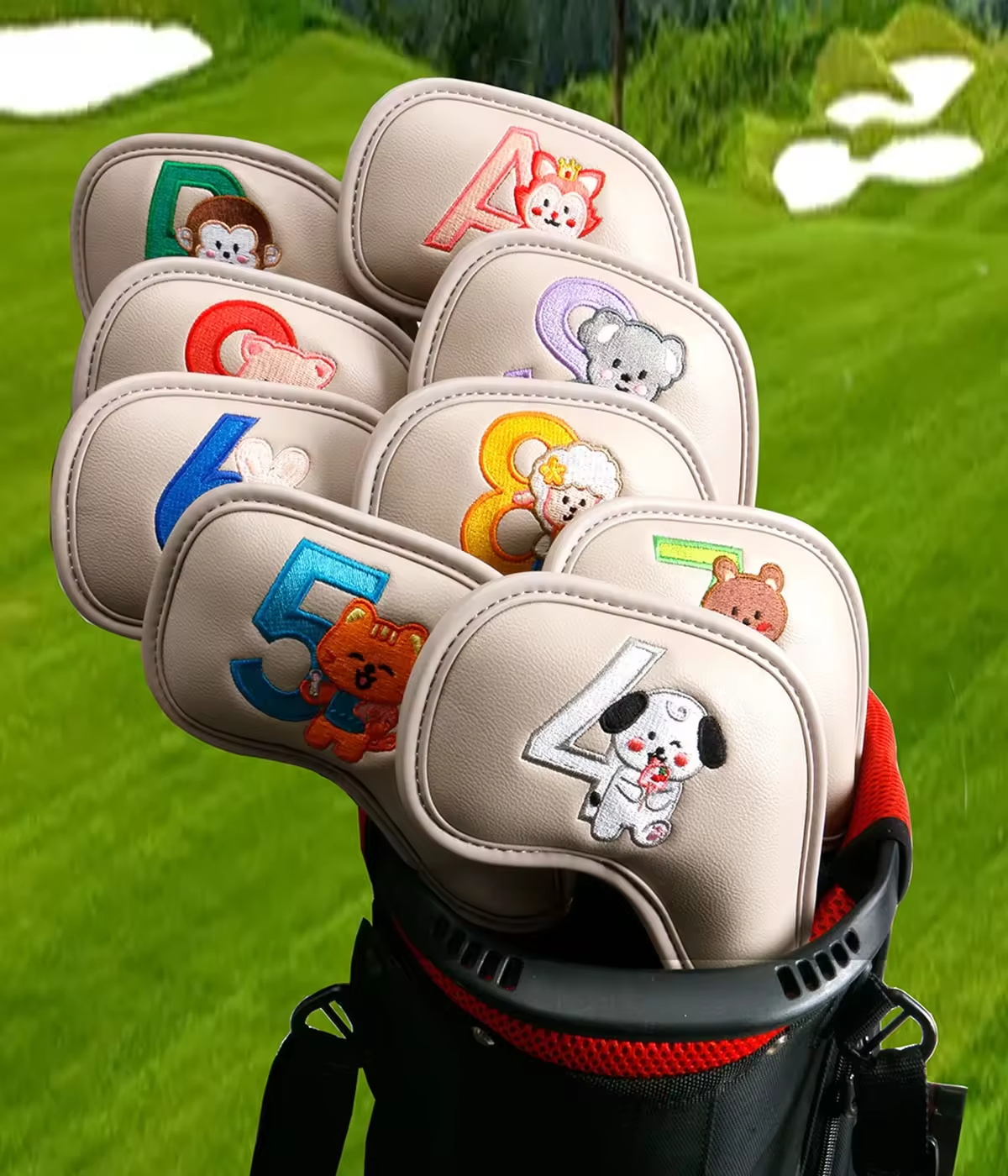 9個入りのかわいい漫画風動物ゴルフアイアンヘッドカバー、PU - Men'S Mens Accessories のレビューと価格