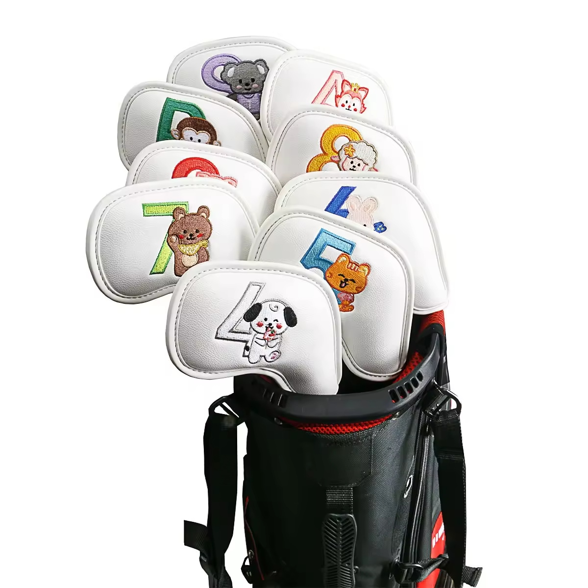 9個入りのかわいい漫画風動物ゴルフアイアンヘッドカバー、PU - Men'S Mens Accessories のレビューと価格