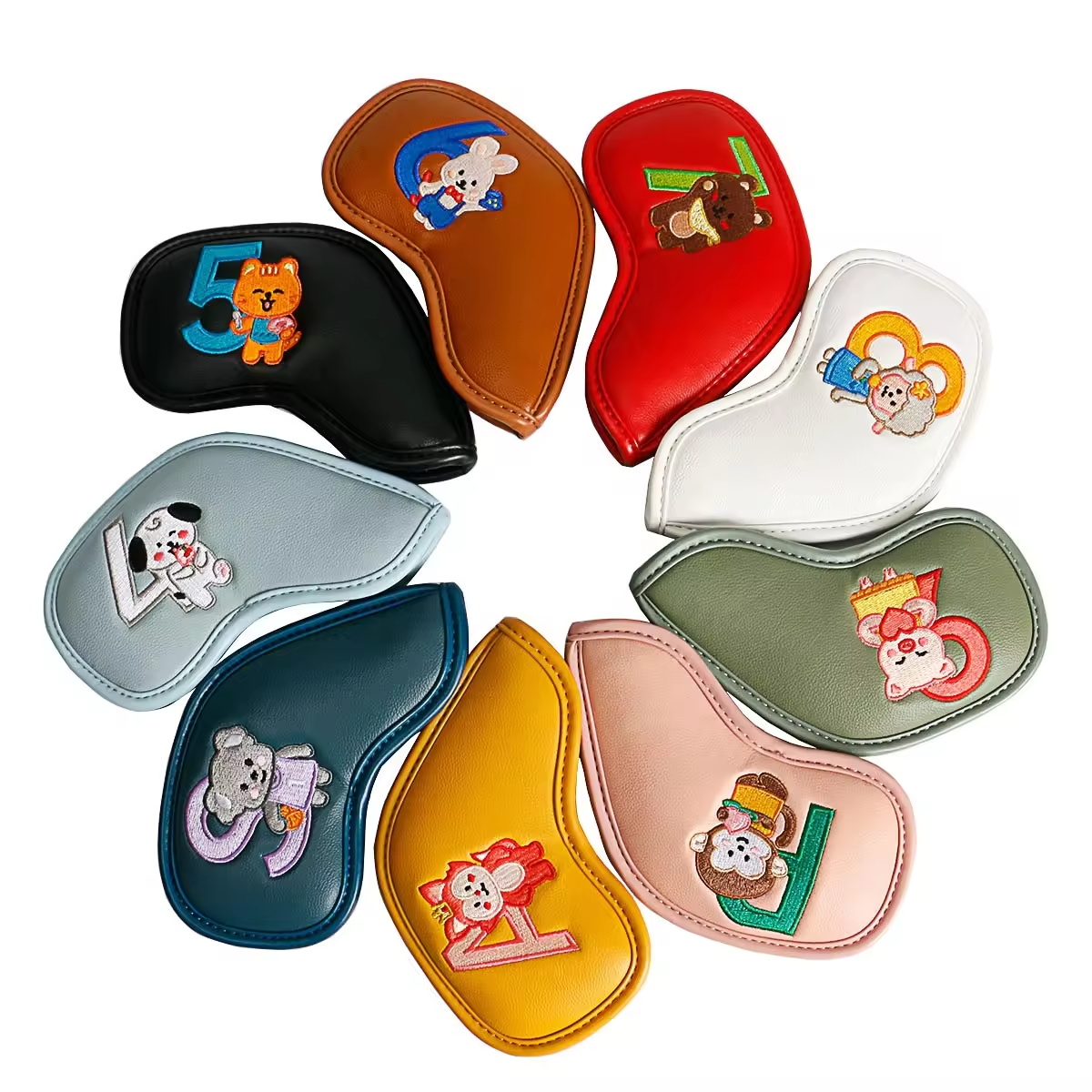 9個入りのかわいい漫画風動物ゴルフアイアンヘッドカバー、PU - Men'S Mens Accessories のレビューと価格