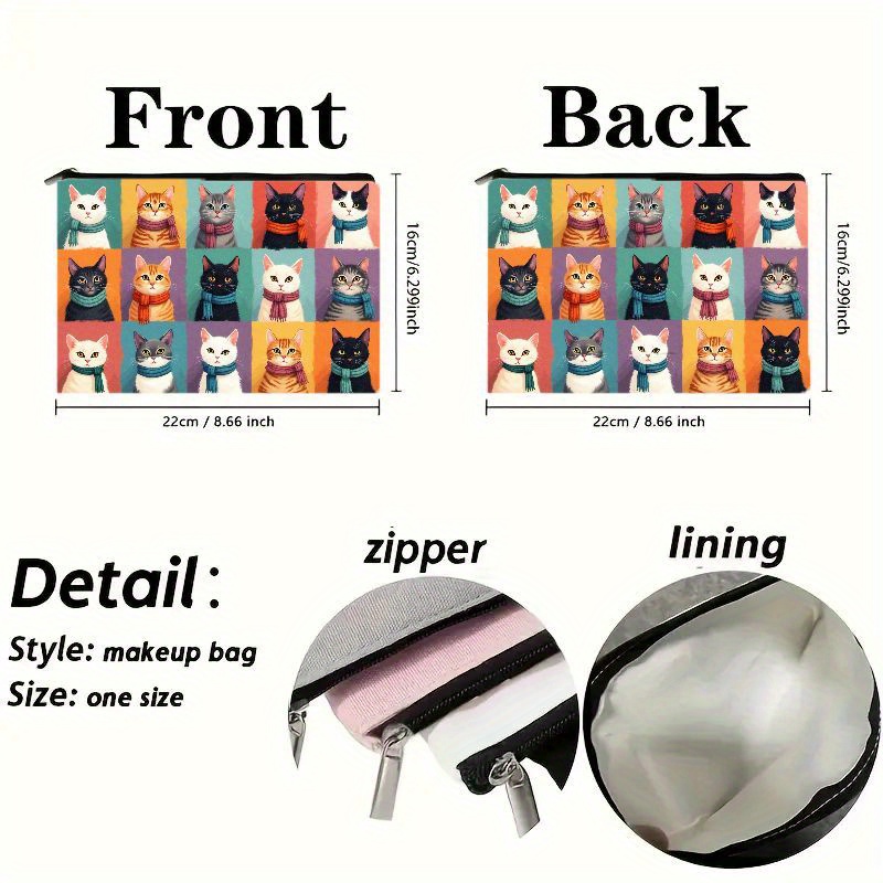 かわいい猫プリントの化粧バッグ、ジッパー開閉式折りたたみ式化 - Travel Organizer Men のレビューと価格