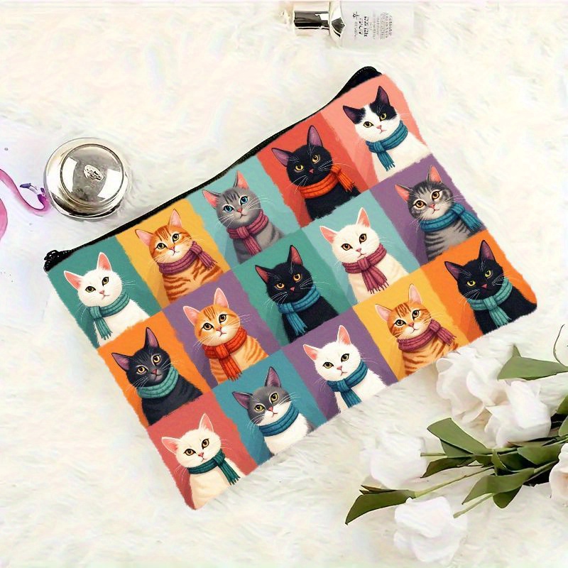 かわいい猫プリントの化粧バッグ、ジッパー開閉式折りたたみ式化 - Travel Organizer Men のレビューと価格